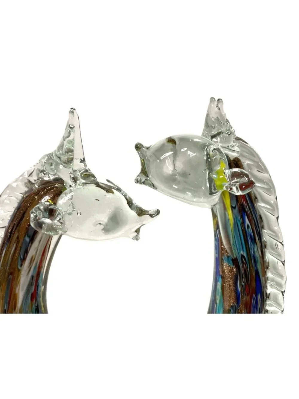 Large Giraffe Art Glass Sculpture Multicolor Millefiori Double Headed Stretched - Picture 4 of 9